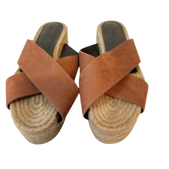 ALL SAINTS | Harlem Leather Platform Espadrille Sandals Size 39 - Picture 7 of 11